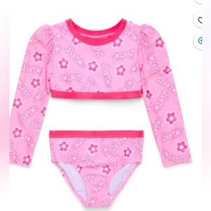 Authentic Barbie Floral Pink Bikini and Rashguard Set